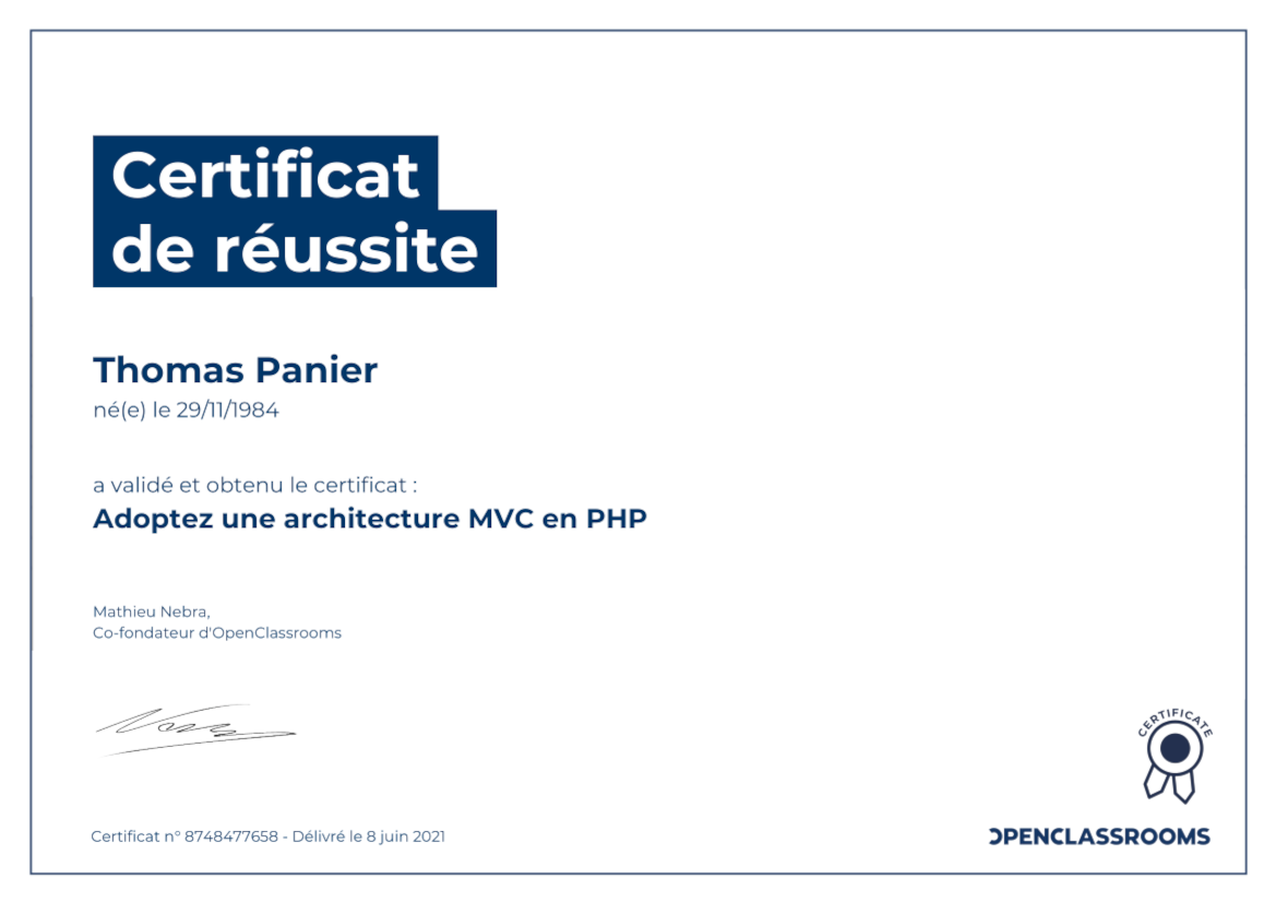 certificat adopter une architecture mvc php